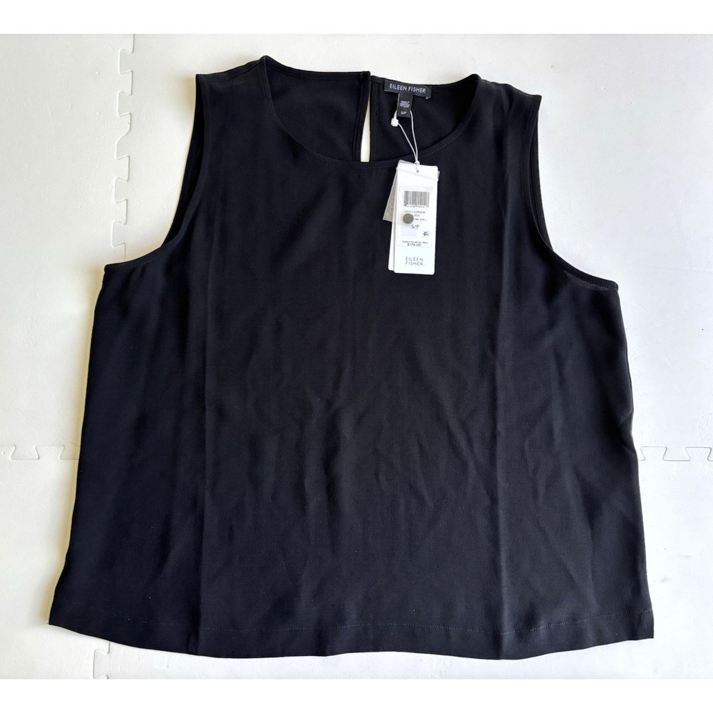 NWT EILEEN FISHER Round Neck Shell 100% Silk Tank Top Blouse Shirt-Size S/P $178